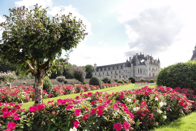 Jardines del castillo de Chenonceau en Touraine Indre et Loire